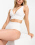 Фото #1 товара ASOS DESIGN mix and match deep band side ruched crop bikini top in white