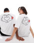 Фото #1 товара ASOS DESIGN Disney oversized unisex tee in white with Mickey and Minnie Mouse hand print