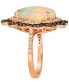ფოტო #3 პროდუქტის Neopolitan Opal (5-1/5 ct. t.w.) & Diamond (3/4 ct. t.w.) Pear Halo Ring in 14k Rose Gold