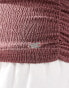 Фото #4 товара Pull&Bear textured ruched one shoulder top in burgundy