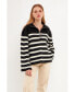 Фото #3 товара Women's Striped Half-Zip Sweater