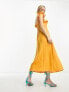 & Other Stories frill detail midaxi dress in orange