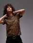 Фото #1 товара Mango leopard print t-shirt in brown