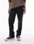 Topman straight wool mix trousers in black