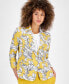 Фото #3 товара Women's Floral-Print 3/4-Sleeve Textured Jacket