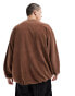 Фото #4 товара ASOS DESIGN oversized textured sweatshirt in tan brown