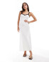 Pretty Lavish contrast knit midaxi slip dress in cream