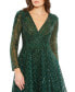 Women's Embellished Long Sleeve Wrap Over Dress