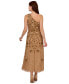 Фото #2 товара Women's Beaded Asymmetric-Neck Midi Dress