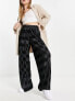 Y.A.S checkerboard plisse wide leg trouser co-ord in black