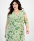 Фото #4 товара Plus Size Floral-Print Midi Wrap Dress
