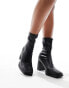 Truffle Collection block heel square toe sock boots in black Черный, 36 - фото #4