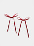 Фото #1 товара DesignB London pack of 2 velvet hair ribbons in burgundy