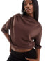 Фото #2 товара NA-KD draped neck crop top in brown