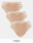 Фото #1 товара ASOS DESIGN Curve 3 pack microfibre high waist thong in beige