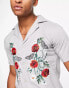 Bolongaro Trevor shirt with rose embroidery in stone