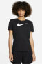 Фото #6 товара Футболка Nike Dri Fit Tee Swoosh женская черная из хлопкового трикотажа