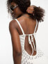 Фото #5 товара Miss Selfridge low back crochet knit maxi dress with side split in white