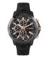 Men's Chronograph Date Quartz Plein Gain Black Silicone Strap Watch 43mm