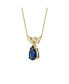Фото #2 товара Sterling Silver with Blue Sapphire & Cubic Zirconia Bubble Chevron Raindrop Necklace