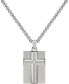 ფოტო #1 პროდუქტის Men's Diamond Accent Raised Cross Pendant Necklace in Stainless Steel