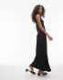 Topshop v neck jersey and pleated midi dress in black Черный, 42 - фото #3