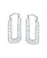 Boho Lightweight Large Rectangle Texture Bamboo Hoop Earrings For Women Teen Matte .925 Sterling Silver 1 Inch Diameter