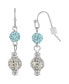 Silver-Tone Aqua Fireball and Filigree Drop Earrings