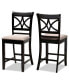 Chandler Modern and Contemporary Fabric Upholstered 2 Piece Counter Height Pub Chair Set Бежевый - фото #1