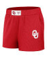 Women's Crimson Distressed Oklahoma Sooners Waffle Knit Long Sleeve T-shirt and Shorts Lounge Set