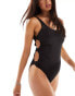 Фото #4 товара Monki mix and match swimsuit with side bow cut outs in black