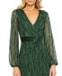 Women's Sequined Wrap Over Puff Sleeve Gown