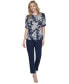 Women's Floral Cuffed Puff-Sleeve Blouse