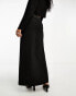 4th & Reckless satin trim asymmetric maxi skirt co-ord in black