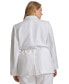 ფოტო #2 პროდუქტის Plus Size Linen-Blend Elasticized-Waist Blazer