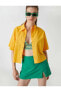 Kadın Giyim Gömlek Pamuklu Kısa Kollu 2sak60188cw Sarı Sarı