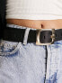 Фото #3 товара ASOS DESIGN chunky gold buckle belt in black