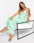 Pretty Lavish tiered cami midaxi dress in green floral