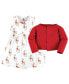 ფოტო #5 პროდუქტის Toddler Girls Cotton Dress and Cardigan 2pc Set, Fancy Rudolph