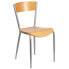 Фото #4 товара Invincible Series Silver Metal Restaurant Chair - Natural Wood Back & Seat