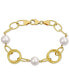 ფოტო #1 პროდუქტის Cultured Freshwater Pearl (9-10mm) Open Link Bracelet in Gold-Tone Sterling Silver