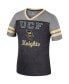 Big Girls Black, Heather Gray UCF Knights Summer Striped V-Neck T-shirt