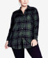 ფოტო #1 პროდუქტის Plus Size Kylee Plaid Shirt Top