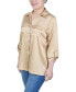 ფოტო #3 პროდუქტის Petite 3/4 Sleeve Roll Tab Satin Blouse