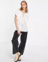 ASOS DESIGN broderie top with pleated flutter sleeve in cream