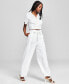 ფოტო #2 პროდუქტის Women's Linen Blend Paperbag Pants