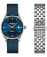 ფოტო #6 პროდუქტის Men's Swiss Automatic DS-1 Blue Synthetic Strap Watch 40mm Gift Set