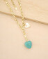 Фото #2 товара ETTIKA 18K Gold Plated Synthetic Turquoise Heart Necklace