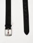 Фото #2 товара ASOS DESIGN suede belt with silver buckle in black