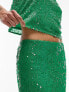 Фото #3 товара Topshop co-ord sequin maxi skirt in green